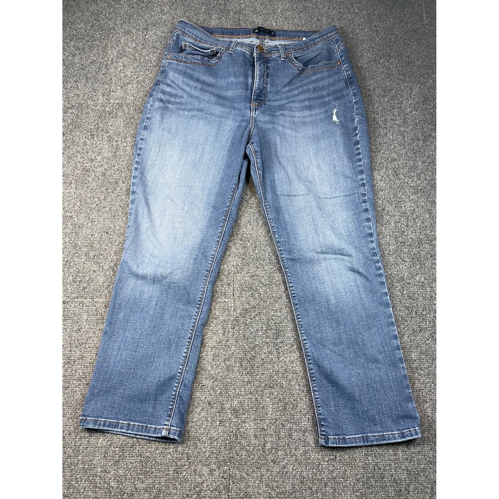 Lee Easy Fit Women Size 32x24 Blue Denim Jeans Distressed Straight Leg
